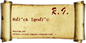 Röck Ignác névjegykártya