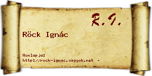 Röck Ignác névjegykártya